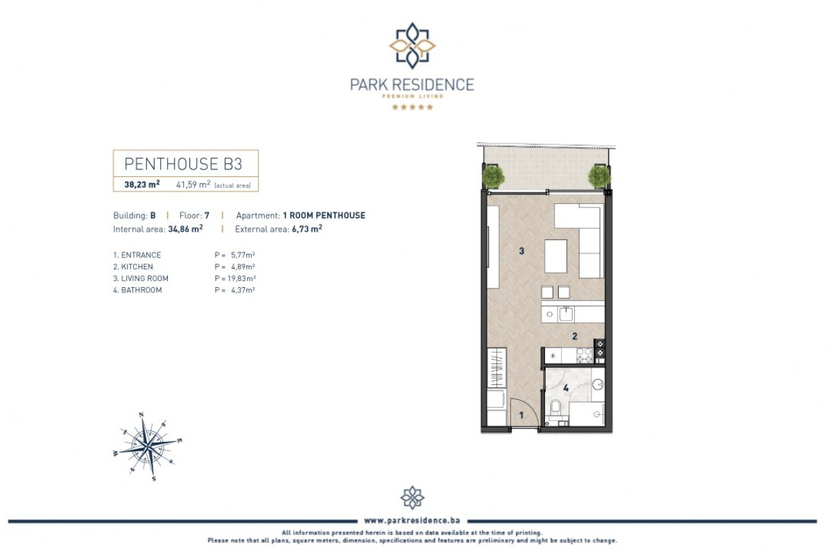 22 Tlocrt studio apartman