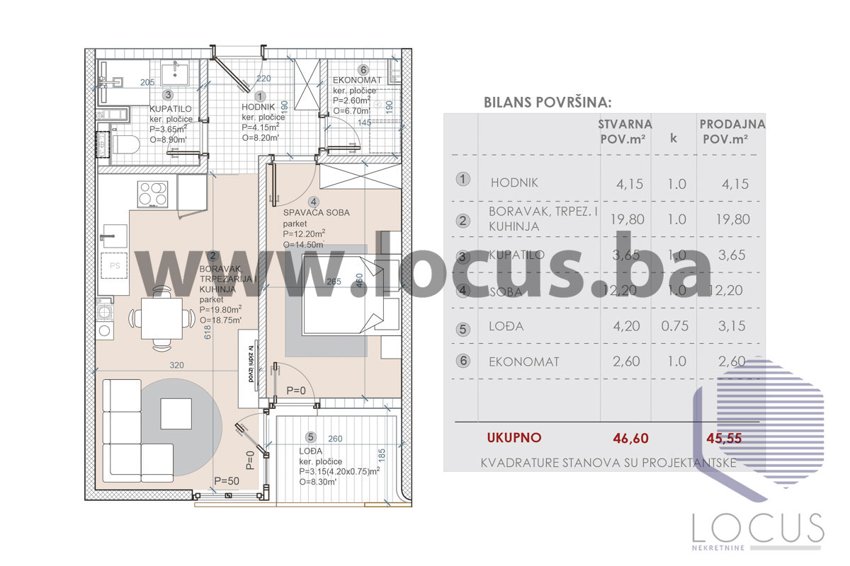 19Tlocrt 45,55m2