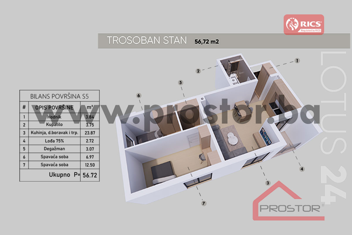 13 Tlocrt stana 56,72m2