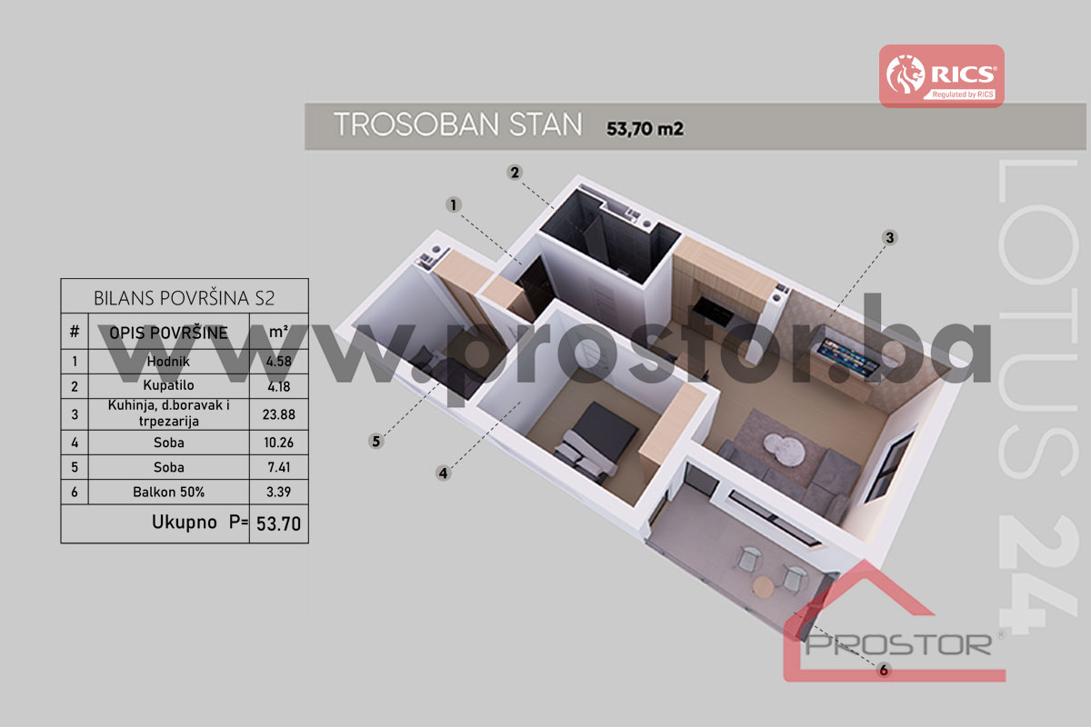 12 Tlocrt Stana 53,70m2