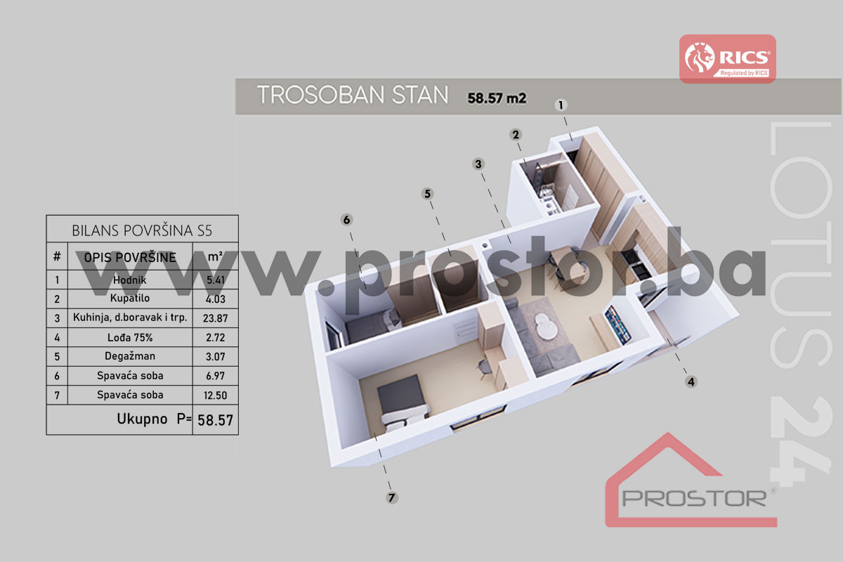14 Tlocrt Stana 58,57m2
