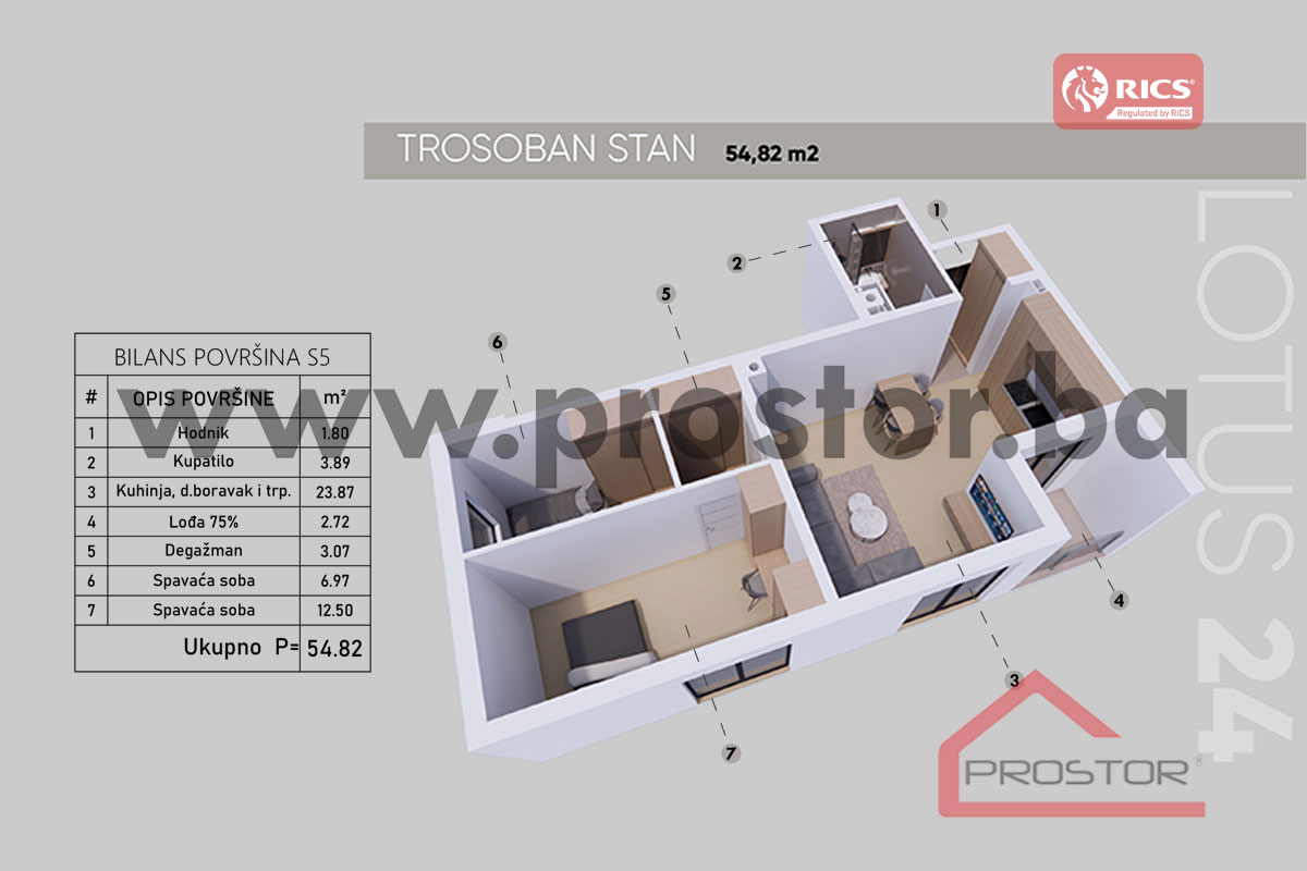 10 Tlocrt Stana 54,82m2