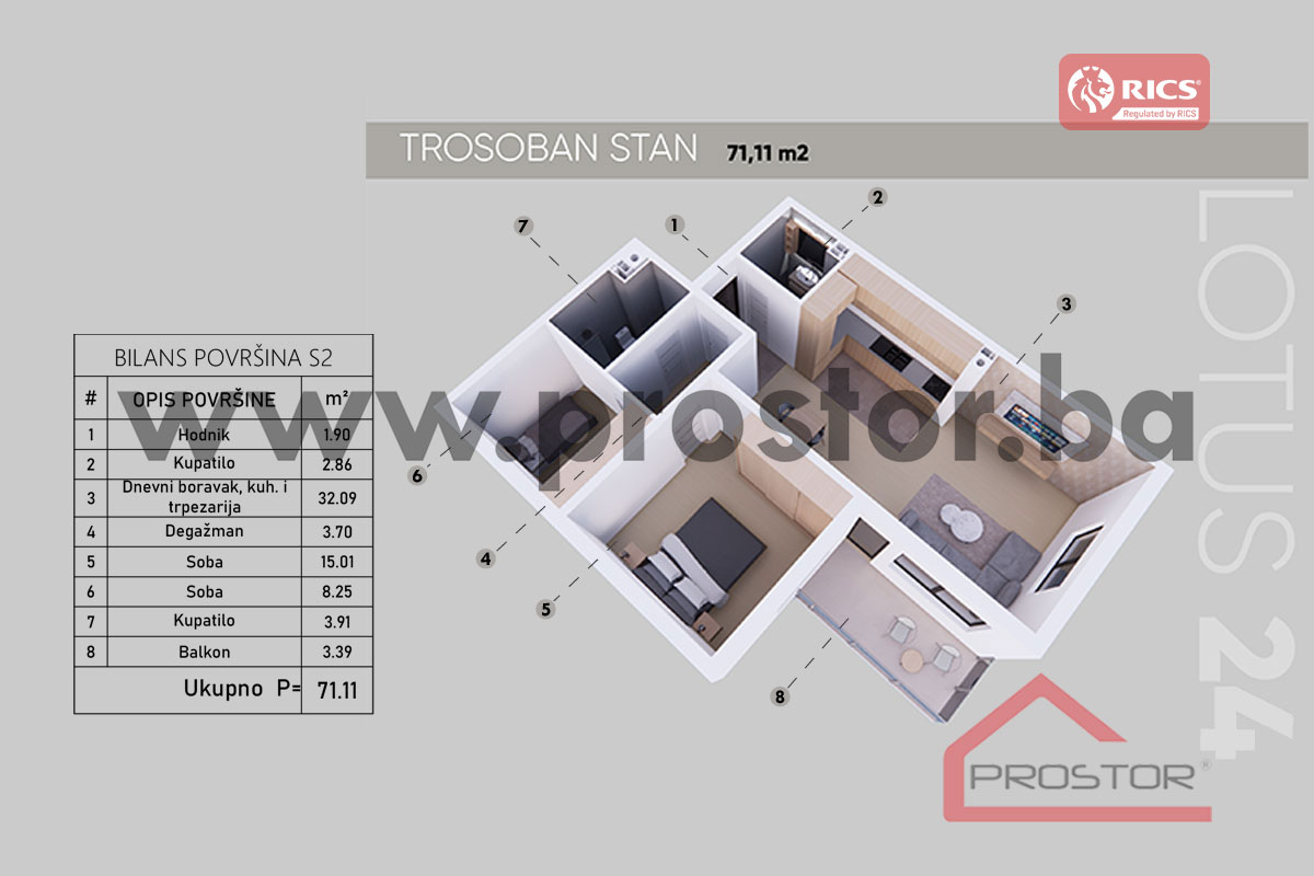15 Tlocrt Stana 71,22m2