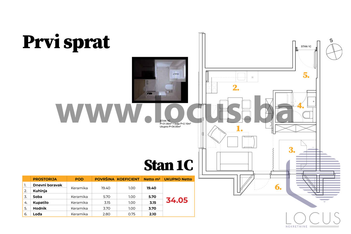 16 tlocrtPrvi-Sprat-Stan-1C