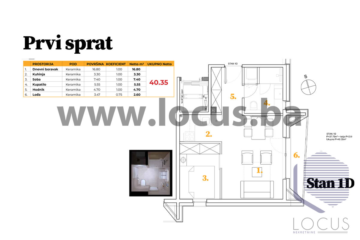 8 tlocrt Prvi-Sprat-Stan-1D