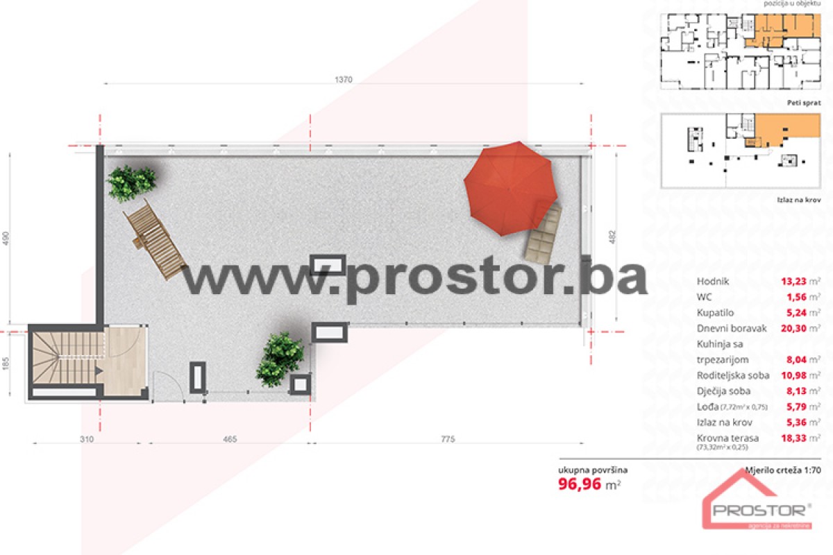 25 Tlocrt krovna terasa V sprat S-1